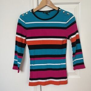 Lauren Ralph Lauren Striped ribbed cotton shirt medium or small
